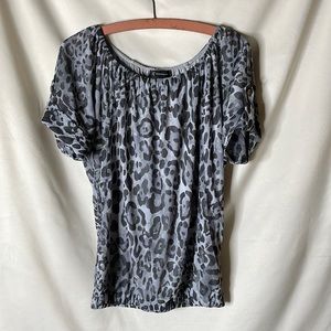 INC grey animal print blouse